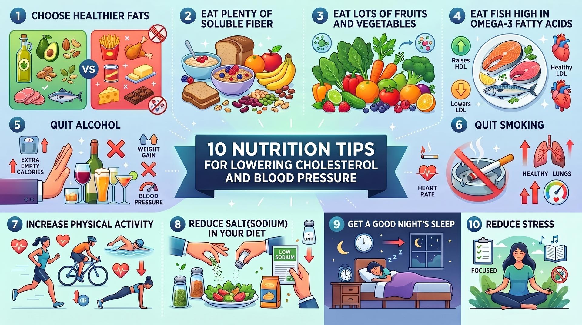 nutrition tips for lowering cholesterol and blood pressure